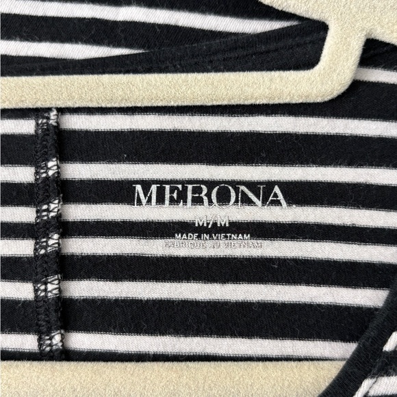 Merona Women's Black and White Striped Top Size M - Gently worn - Picture 2 of 2